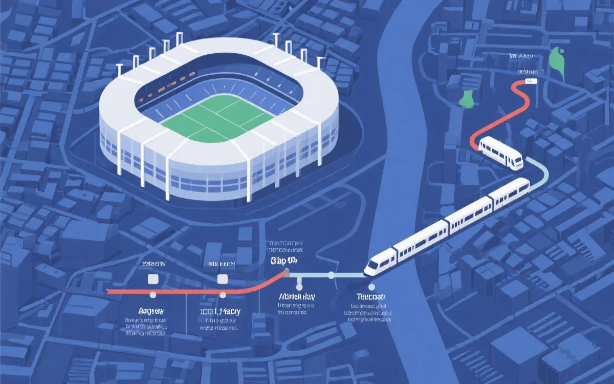 比赛日到球场的交通与时间缓冲示意图